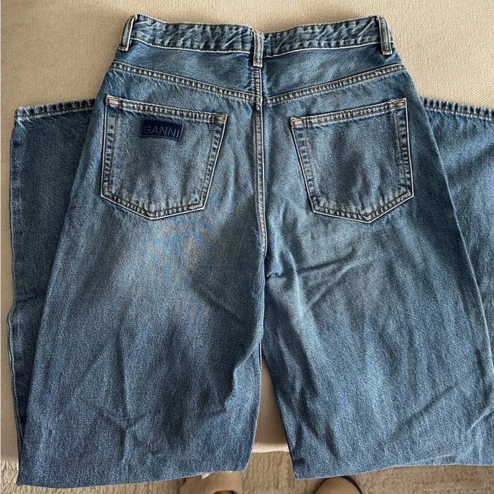 GANNI women’s faded high rise wide leg jeans size 27